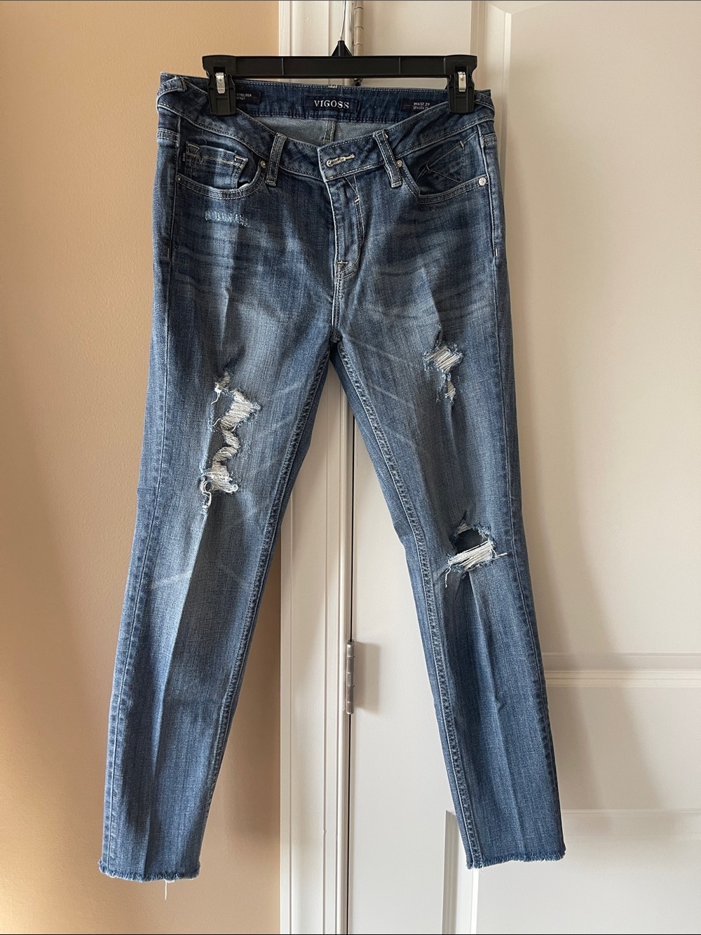 Vigoss Women's Ripped Skinny Jeans - Blue Wash